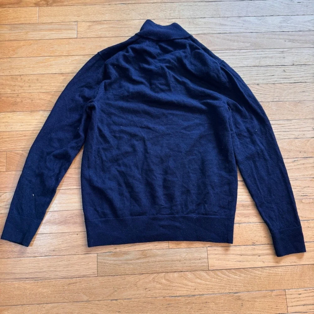 Banana Republic Mens Navy Blue 100% Merino Wool Quarter Zip Sweater Size M